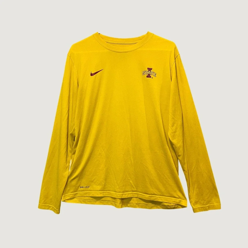 Nike Iowa State Cyclones Shirt Mens Large Yellow Long Sleeve Dri-FIT Collegiate